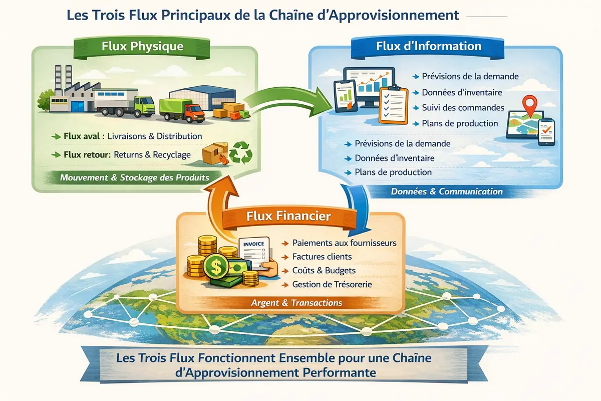 Les trois flux principaux de la supply chain